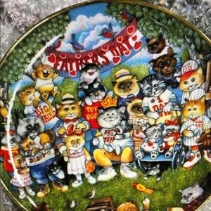 Adorable Father’s Day collectible cat plate - numbered limited edition.